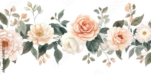 Wallpaper Mural Explore this stunning autumn garden bohemian floral watercolor design, which is absolutely perfect for weddings and various event decor, showcasing elegant roses along with delicate, charming leaves Torontodigital.ca