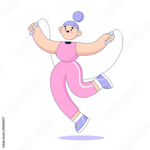 Woman jumping with a skipping rope