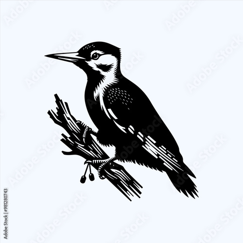 Woodpecker Bird Silhouette Vector Illustration Design photo