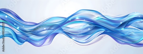 Abstract blue wave vector background on a transparent, isolated white background.