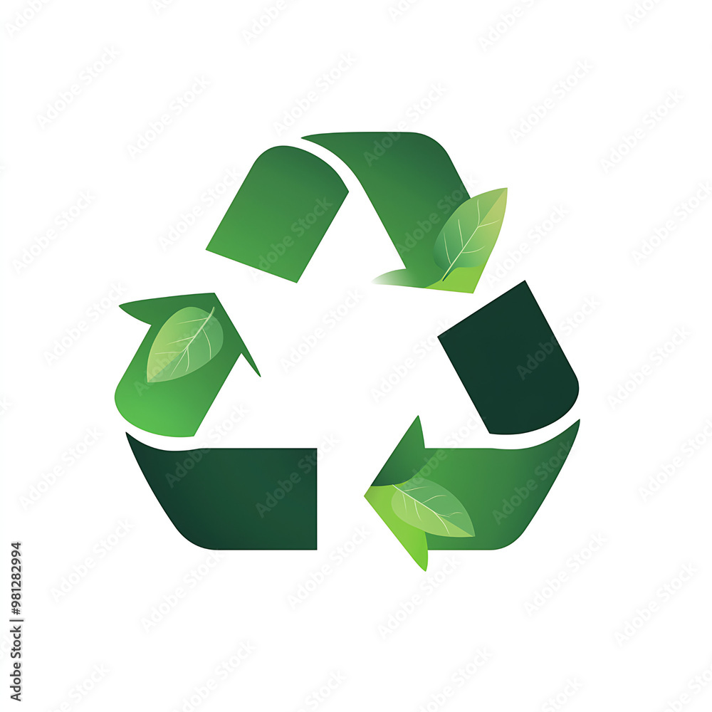 Obraz premium Minimalist leaf icon with a recycling symbol inside