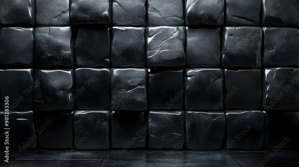 Obraz premium Black Stone Wall Texture: Dark, Rough, and Realistic