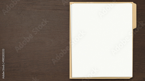 blank opened file folder with empty white papers