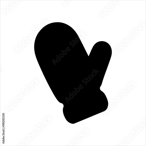 Black one mitten silhouette vector illustration design on white background.