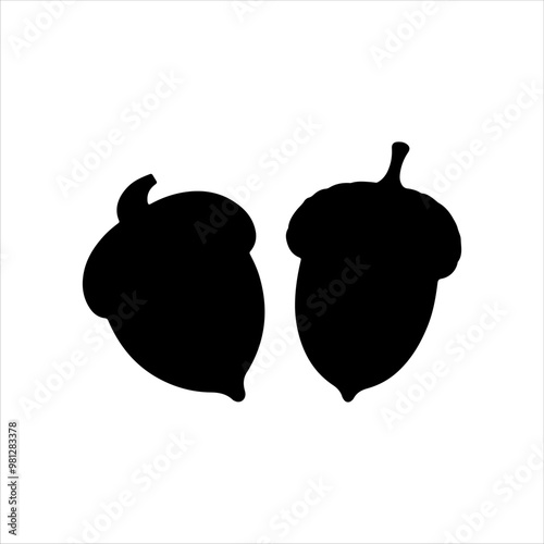 Two acorn silhouette vector illustration design on white background.
