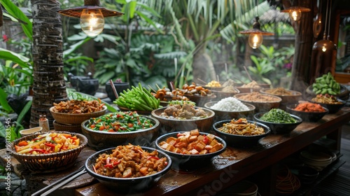 bali restaurant buffet table holiday tourism 