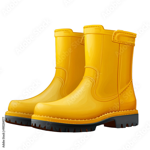 Yellow Rain Boots - Rainy Day Fashion - Isolated Transparent Background