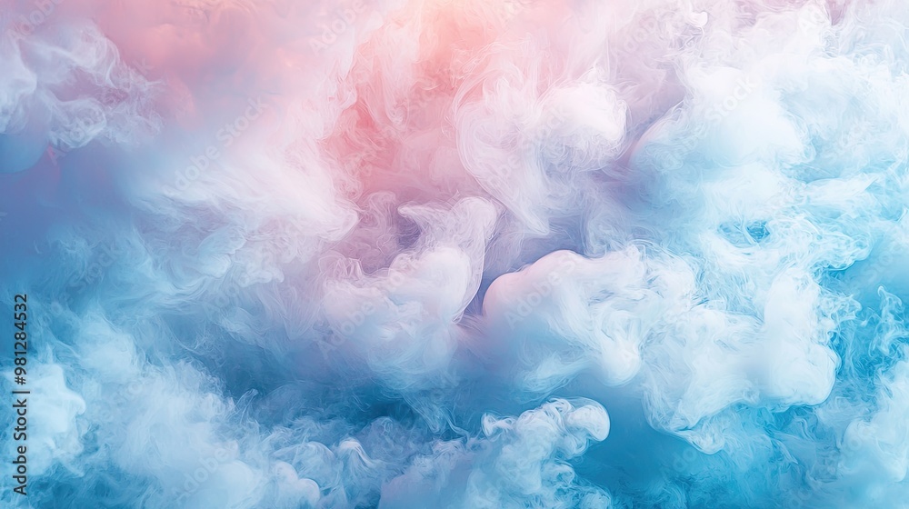 Fototapeta premium simple background, smoke, clouds, soft pink, white and blue, fantastic atmosphere