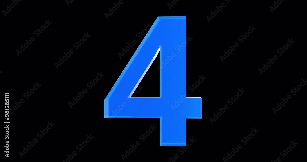 3D blue glass number animations on a transparent alpha channel 3D blue glass number animations on a transparent alpha channel