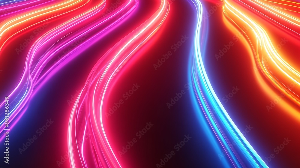 Fototapeta premium Radiating Neon Light Burst, futuristic flashes, Motion lights, Colorful Streaks on Dark Background