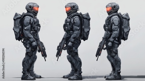 Futuristic Soldiers in Combat Gear