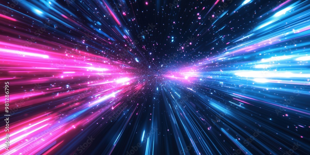 Neon blue and pink light trails against a starry sky, flowing in a curved path to create a vibrant, fast-motion effect with a futuristic, cosmic atmosphere.
Neon blue and pink light trails against a starry sky, flowing in a curved path to create a vibrant, fast-motion effect with a futuristic, cosmic atmosphere.