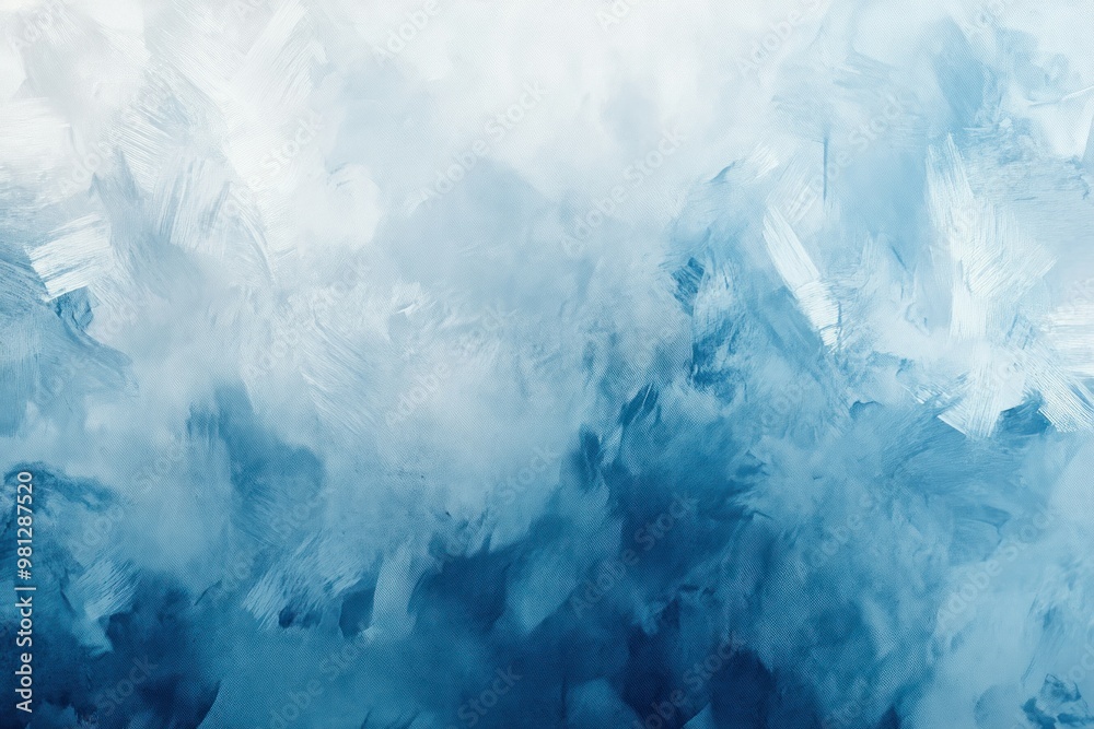 Naklejka premium Abstract Blue and White Brushstroke Painting on Canvas