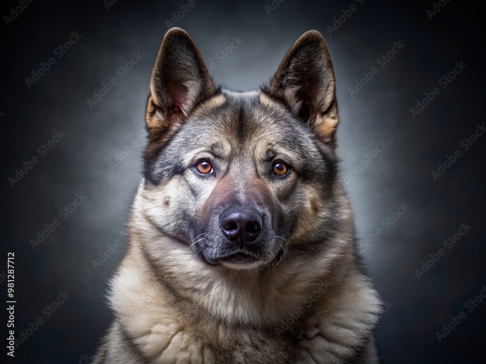 Elegant Norwegian Elkhound Portrait in Professional Studio Elegant Norwegian Elkhound Portrait in Professional Studio