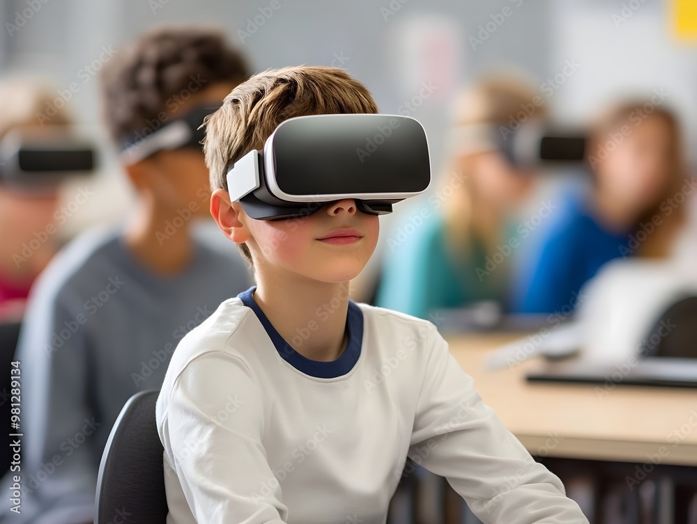 A Young Boy Exploring Educational Virtual Reality in the Classroom A Young Boy Exploring Educational Virtual Reality in the Classroom