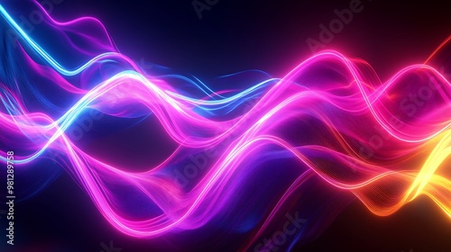 Radiating Neon Light Burst, futuristic flashes, Motion lights, Colorful Streaks on Dark Background