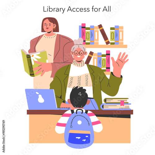Knowledge For All. Flat Vector Illustration