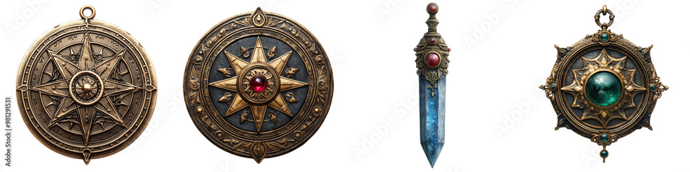 Fototapeta premium Talisman - Object imbued with magical power Isolated on Clear White Background Highly Detailed