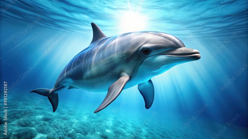 Fototapeta premium Dolphin isolated on background, dolphin, marine animal, sea, aquatic, mammal, playful, intelligent, flipper, ocean
