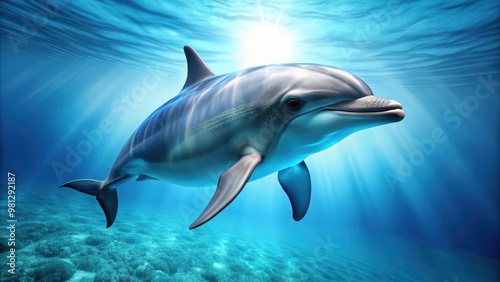 Dolphin isolated on background, dolphin, marine animal, sea, aquatic, mammal, playful, intelligent, flipper, ocean