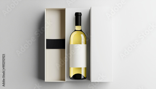 A premium wine box mockup with a subtle black 'Black Friday' sale tag hanging from the neck, complemented by minimalist gold branding on the label.