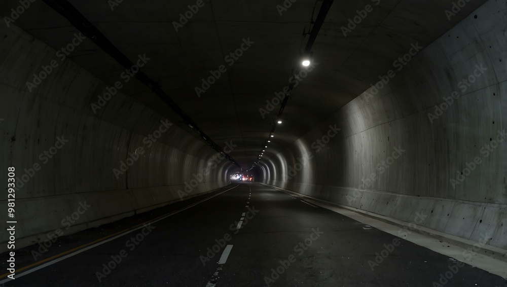 Completed tunnel with smooth concrete walls extending into darkness. Completed tunnel with smooth concrete walls extending into darkness.