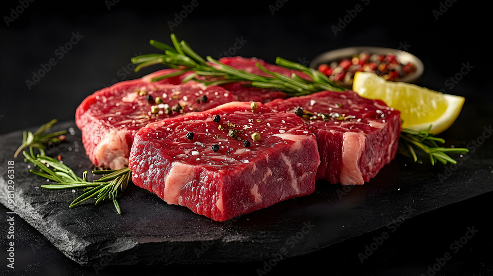 Raw Steak with Salt and Pepper, Ready to Grill Raw Steak with Salt and Pepper, Ready to Grill