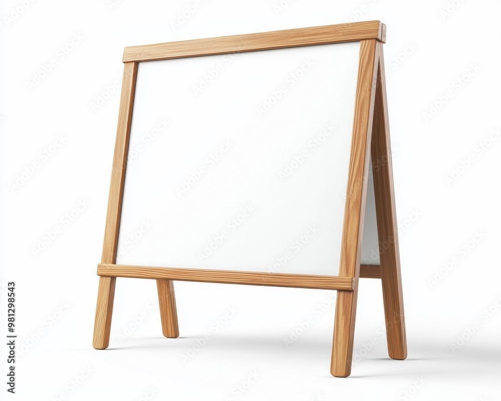 Wooden A-Frame Easel with Blank White Canvas. Wooden A-Frame Easel with Blank White Canvas.