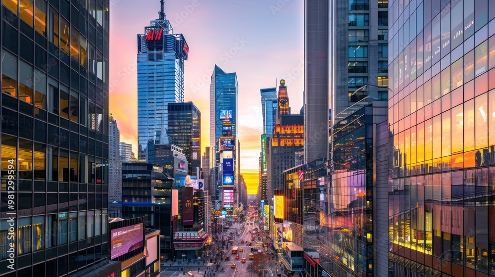 Obraz premium Times Square Skyline at Sunset