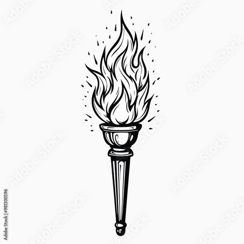 A simple line drawing of a torch with a flame