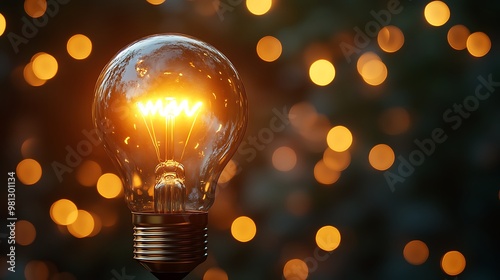 Light bulb shines brightly, symbolizing the birth of innovation, creativity glowing against a deep, neutral background.