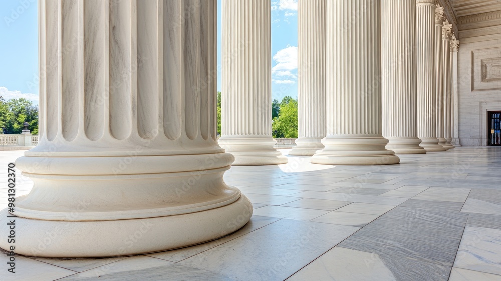A close view of a marble column in an office setting highlights its smooth texture and shiny surface, which reflects light onto the polished tiles beneath it A close view of a marble column in an office setting highlights its smooth texture and shiny surface, which reflects light onto the polished tiles beneath it