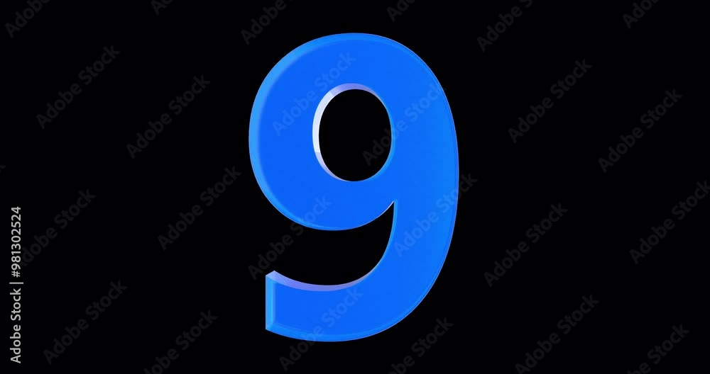 3D blue glass number animations on a transparent alpha channel 3D blue glass number animations on a transparent alpha channel