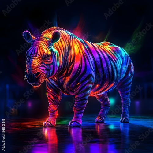 Digital painting captures majestic animal, showcased in 3D rendered photos