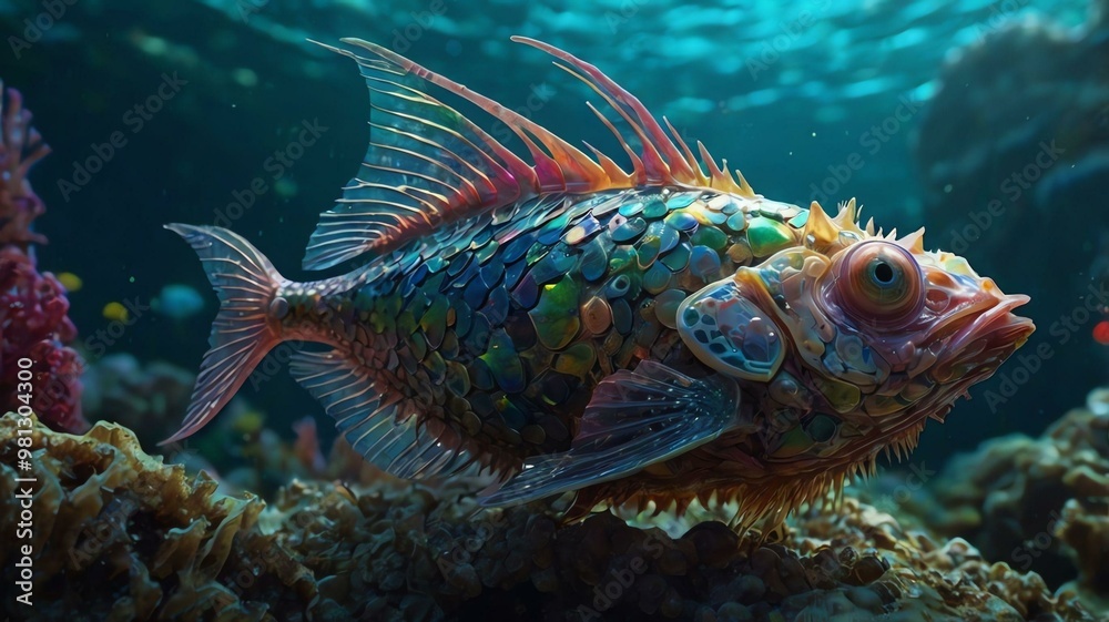 Fototapeta premium a whimsically grotesque insectoid fishlike cr image