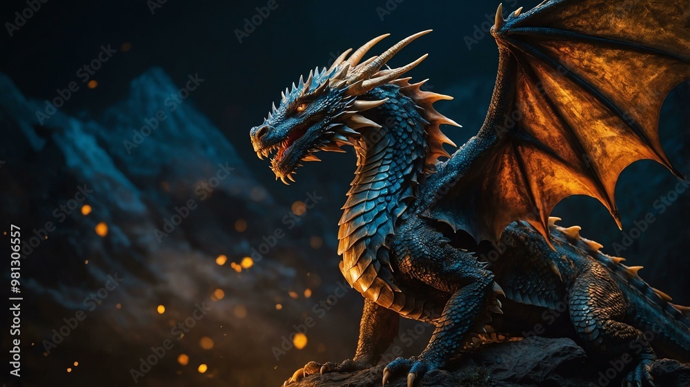 in the dimly lit frame a mesmerizing dragon w image in the dimly lit frame a mesmerizing dragon w image
