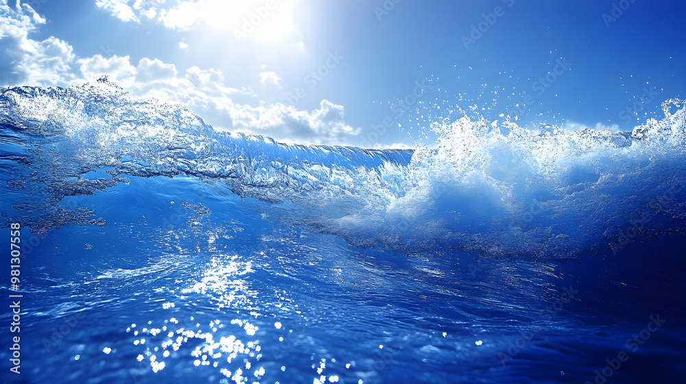Ocean Waves Crashing Under a Blue Sky Ocean Waves Crashing Under a Blue Sky