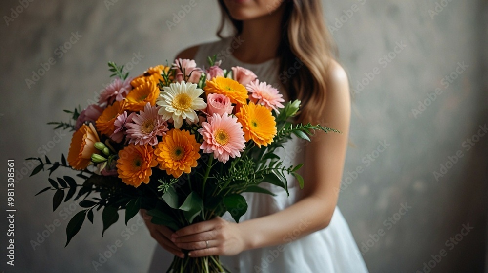 abstract bride holding bouquet of flowers abstract bride holding bouquet of flowers