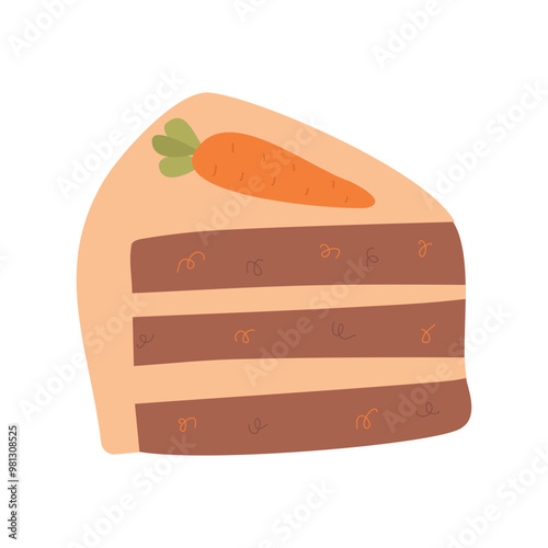 Carrot cake flat icon isolated on white background. Vector illustration.