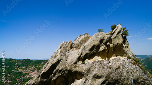 Pietrapertosa, il borgo antico, il castello e il caratteristico panorama delle Dolomiti Lucane, Potenza, Basilicata