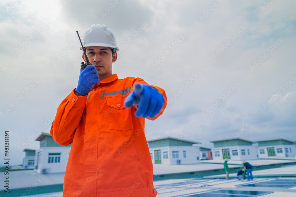 Worker Technicians are working to construct solar panels system on roof. Installing solar photovoltaic panel system. Men technicians walking on roof structure to check photovoltaic solar modules.
Impo Worker Technicians are working to construct solar panels system on roof. Installing solar photovoltaic panel system. Men technicians walking on roof structure to check photovoltaic solar modules.
Impo