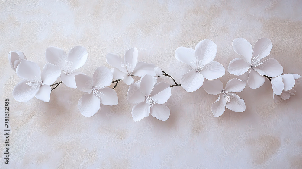 Minimalist Design with White Flowers on Simple Paper Backdrop
