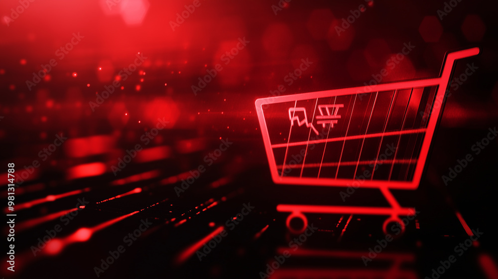 Close-Up of Red and Black Black Friday Banner with Shopping Cart Icon and Countdown Timer on Modern Background Close-Up of Red and Black Black Friday Banner with Shopping Cart Icon and Countdown Timer on Modern Background