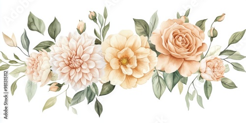 Wallpaper Mural This stunning watercolor wedding bouquet features soft peach and creamy white flowers, perfect for an autumn garden theme and ideal for bohoinspired weddings seeking charm and artistry Torontodigital.ca
