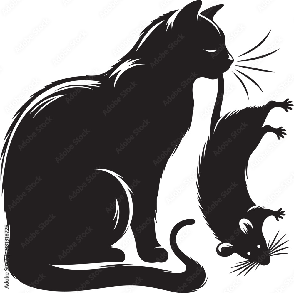 Cool cat Silhouette isolated on a white background Minimalist cat vector shape Cool cat Silhouette isolated on a white background Minimalist cat vector shape