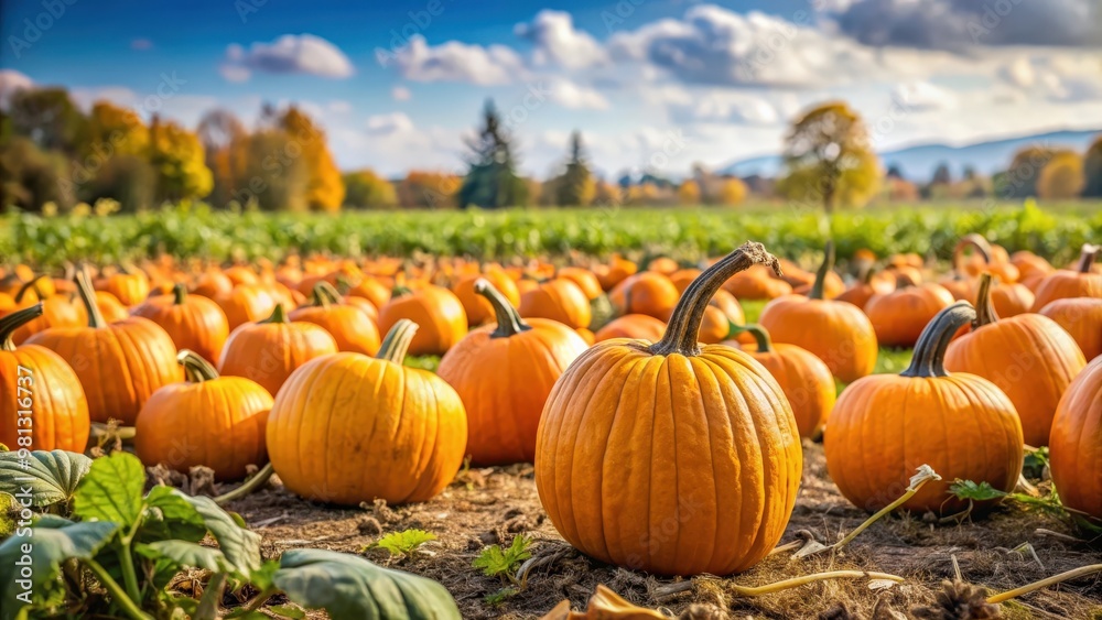 Vertical shot of a vibrant pumpkin patch with ripe pumpkins ready for harvest, pumpkin patch, pumpkins, autumn, fall, harvest Vertical shot of a vibrant pumpkin patch with ripe pumpkins ready for harvest, pumpkin patch, pumpkins, autumn, fall, harvest