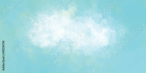 Abstract blue sky and green marble with cloud texture on white paper.