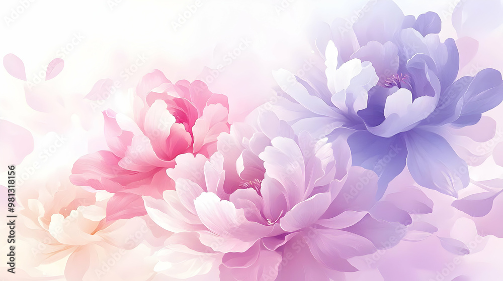 Blooming Peonies in Pastel Hues: A Soft and Elegant Floral Design Blooming Peonies in Pastel Hues: A Soft and Elegant Floral Design
