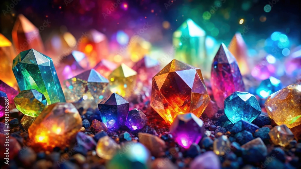 Colorful gemstone crystals sparkling in vibrant light, crystal, gemstone, colorful, vibrant, light, shiny Colorful gemstone crystals sparkling in vibrant light, crystal, gemstone, colorful, vibrant, light, shiny