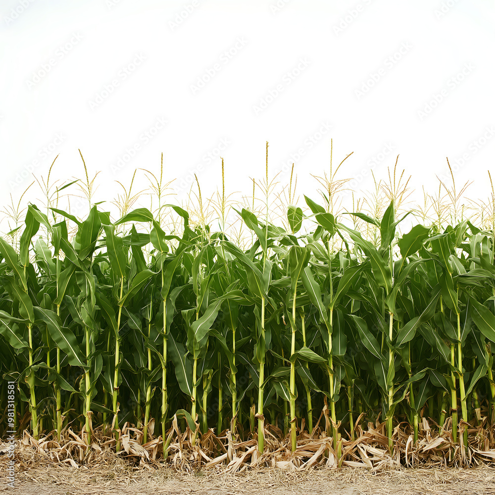 Obraz premium Corn Field on White Background